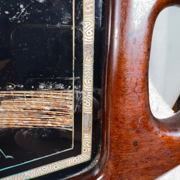 Vintage Iridescent Real Butterfly Wing Artwork Brazil Wood Tray Rio De Janeiro - Picture 9 of 12